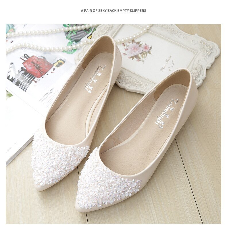 Korean-style Versatile  2020 Summer New Style Shallow Mouth Single Shoes Women's Sequin Shoes Surface Flat Top Shoes Women's