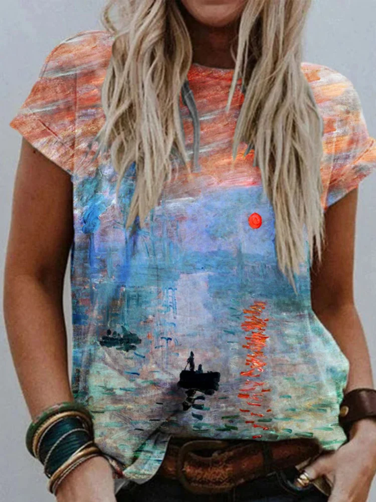 Impression Sunrise Print Comfy T Shirt