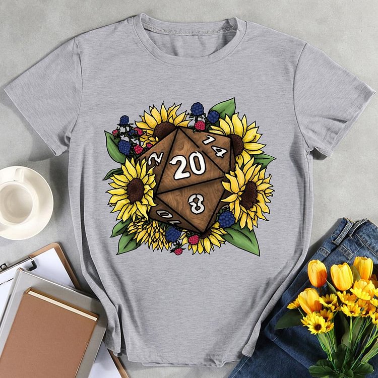 ANB -   Sunflower D20 Tabletop RPG Gaming Dice Retro Tee-012031