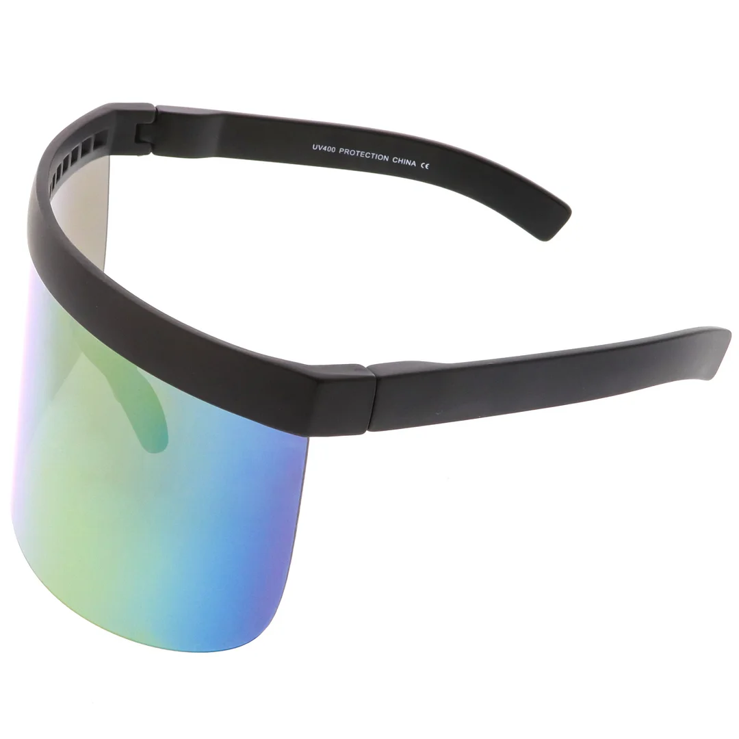 Futuristic Oversize Shield Visor glasses Flat Top Mirrored Mono Lens 172mm