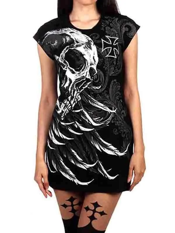 Plus Size Cap Sleeve Halloween Mini Dress-elleschic