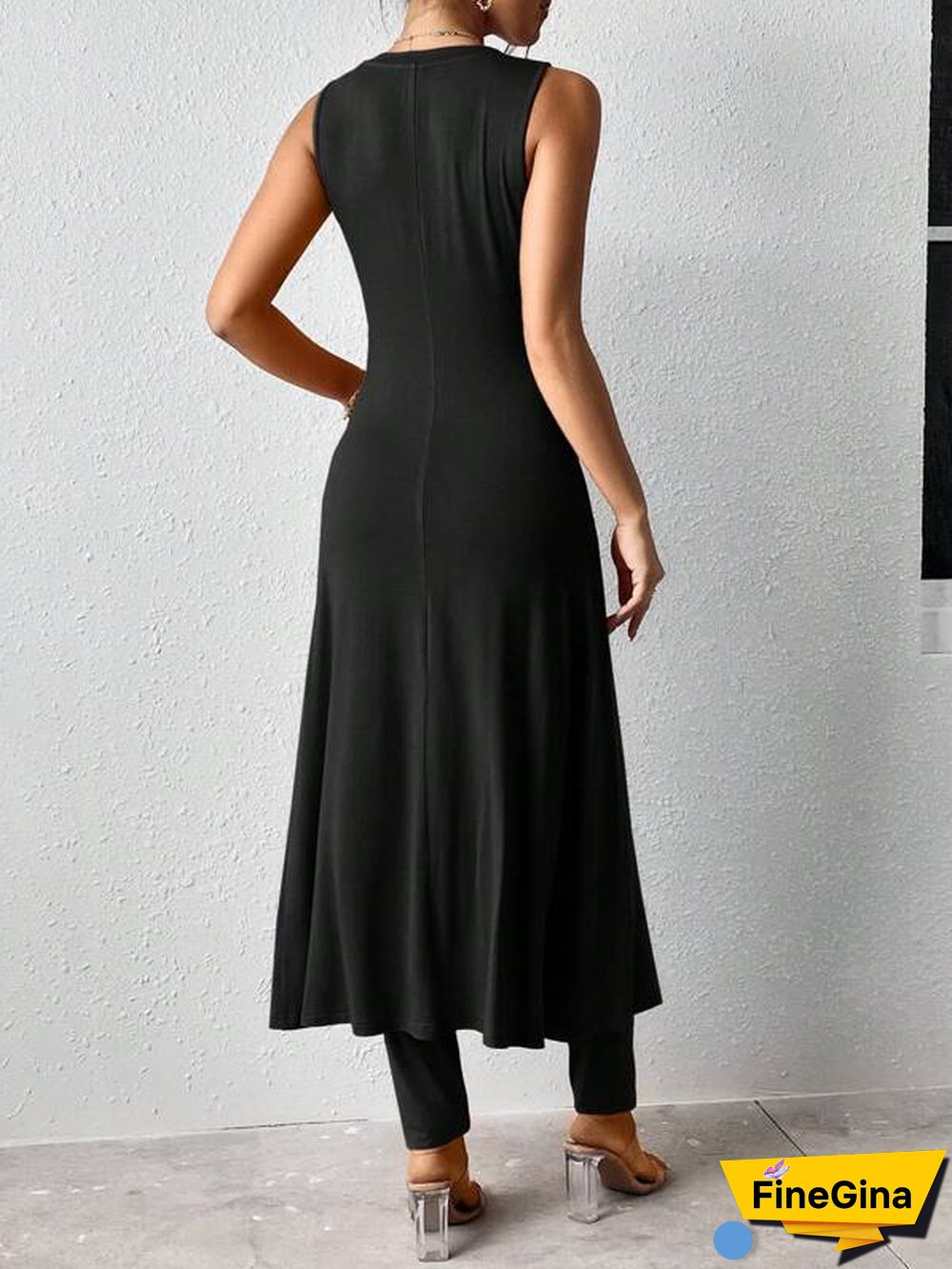Chic Plain Round Neck Two Piece Set