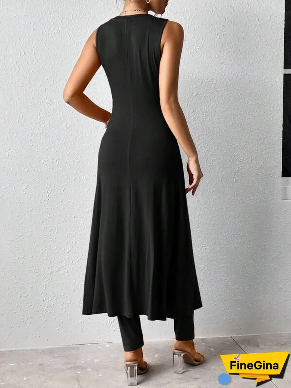 Chic Plain Round Neck Two Piece Set