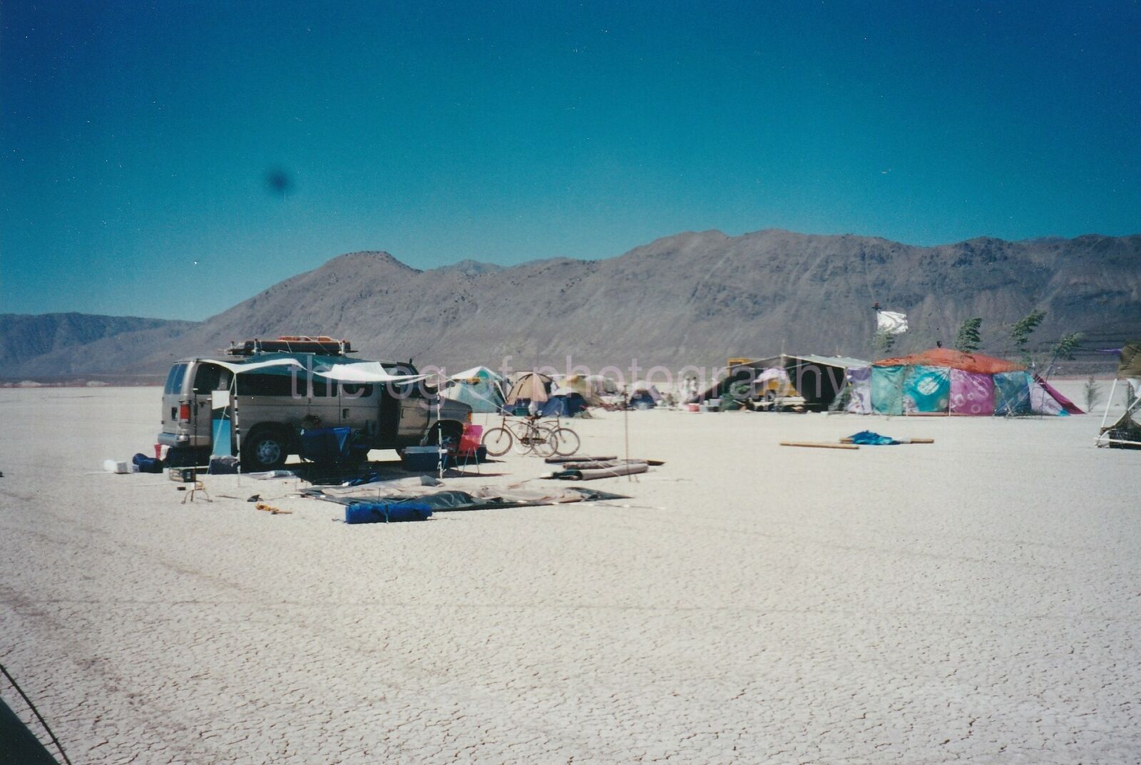 DESERT ENCAMPMENT Burning Man 90's FOUND Photo Poster painting Original Snapshot VINTAGE 96 6