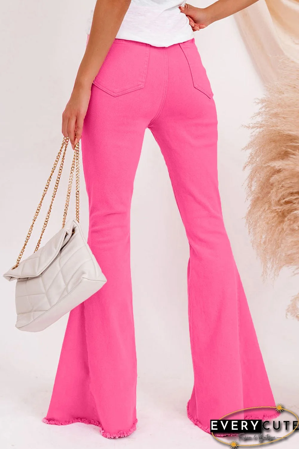Pink Bell Bottom Denim Pants