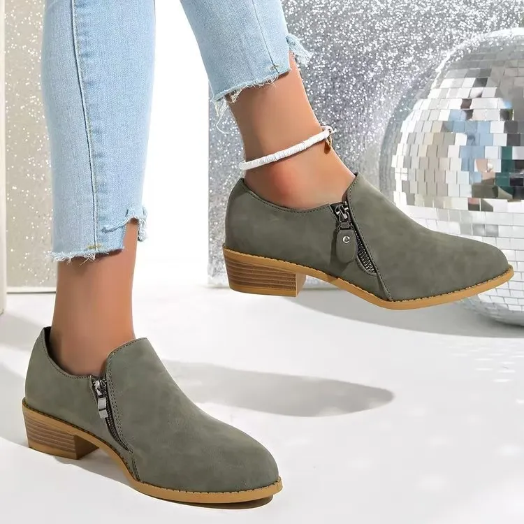 Breakj Breakj Autumn And Winter British Sharp Short Boots Women Retro Side Zipper In The Leather Boots Size 43 Martin Boots