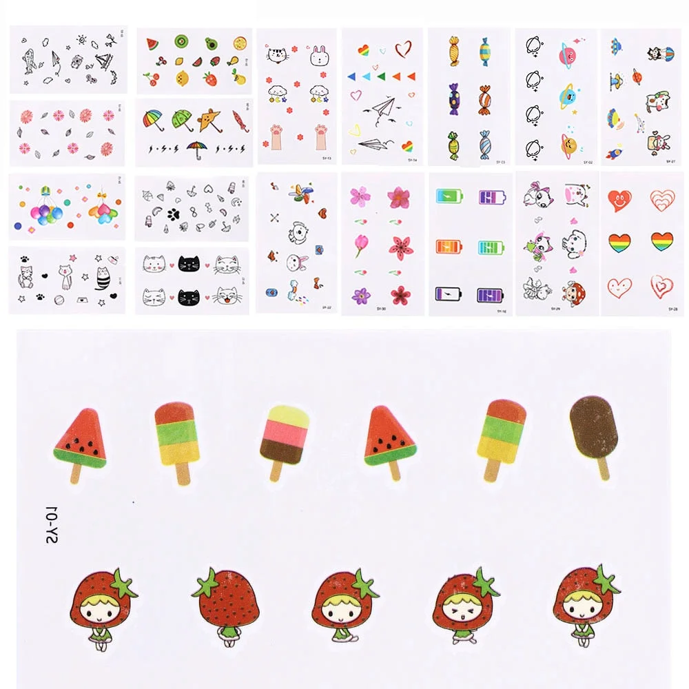 30 Pcs/Lot Color Tattoo Set Face Temporary Tattoo Child Tattoo Sticker Body Tatoo for Kids Cute Tattoo Children Tattoos