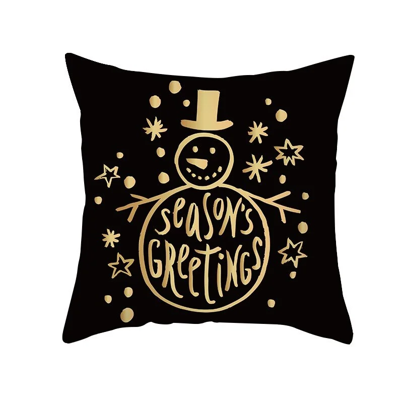 Black Gold Christmas Pillowcase Snowflake Elk Xmas Tree Pillow Merry Christmas Decoration for Home Navidad Present Noel 2021 New