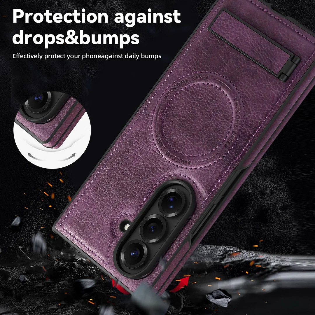 Samsung Galaxy Z Fold 6 Leather Case Magnetic Protective Case Holder Phone Case