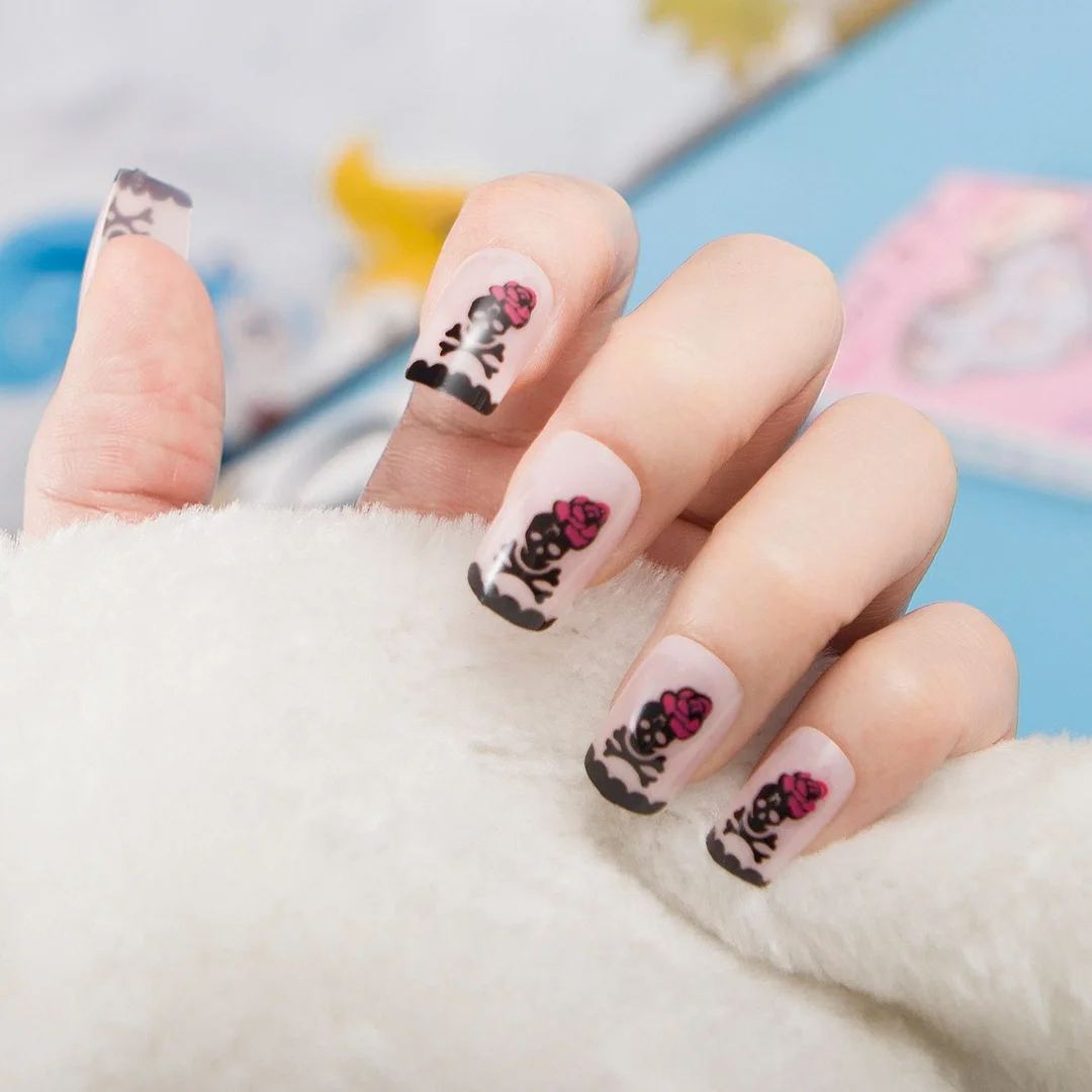 24pcs/set Fashion Acrylic Full Cover Fake Nails 10 Sizes Press on Nails Designs French False Nail Art Tips 278 Fingernail Tips-Nail Inspo