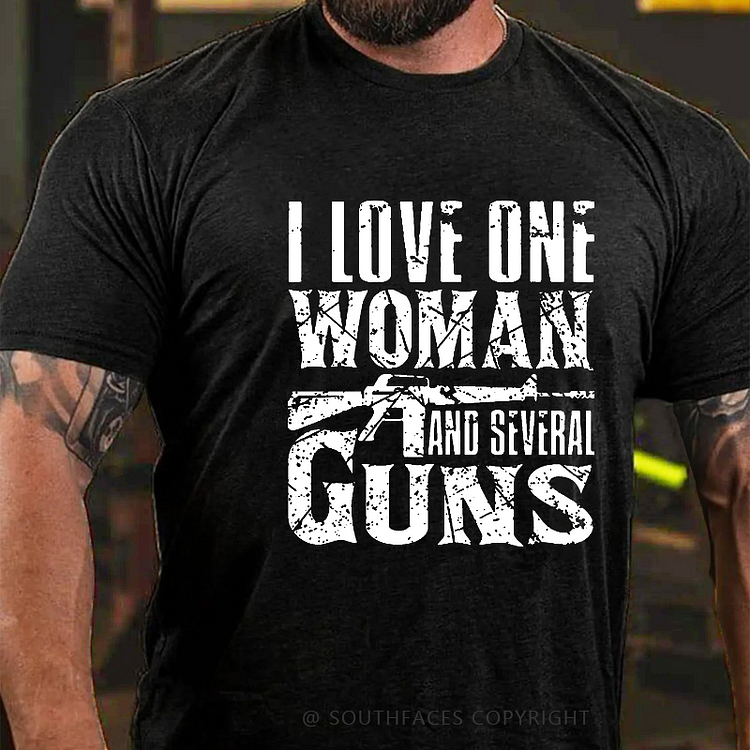 I Love One Woman And Several Guns Print Men's T-shirt