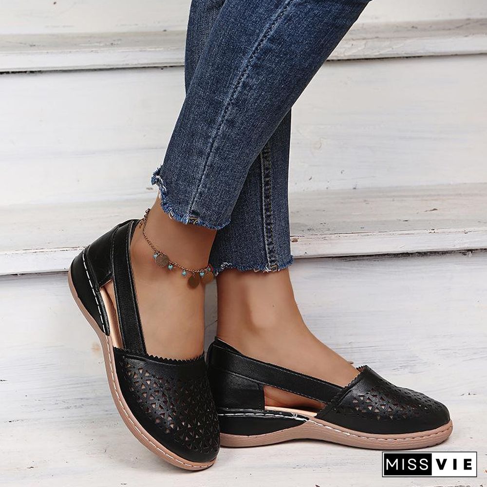 Hollow Pure Color Women Sandals