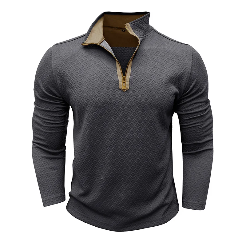 Men's Long-sleeved Stand-up Collar Sweatershirt Large-size Zipper Henry Casual Top