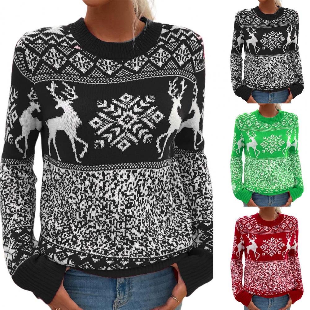 Christmas Reindeer Sweater Christmas Red Jumper-elleschic