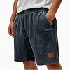 Corduroy Men's Shorts Light Blue Relaxed Fit Summer Casual Pants with Pockets and Leather Patch by Inlyline
