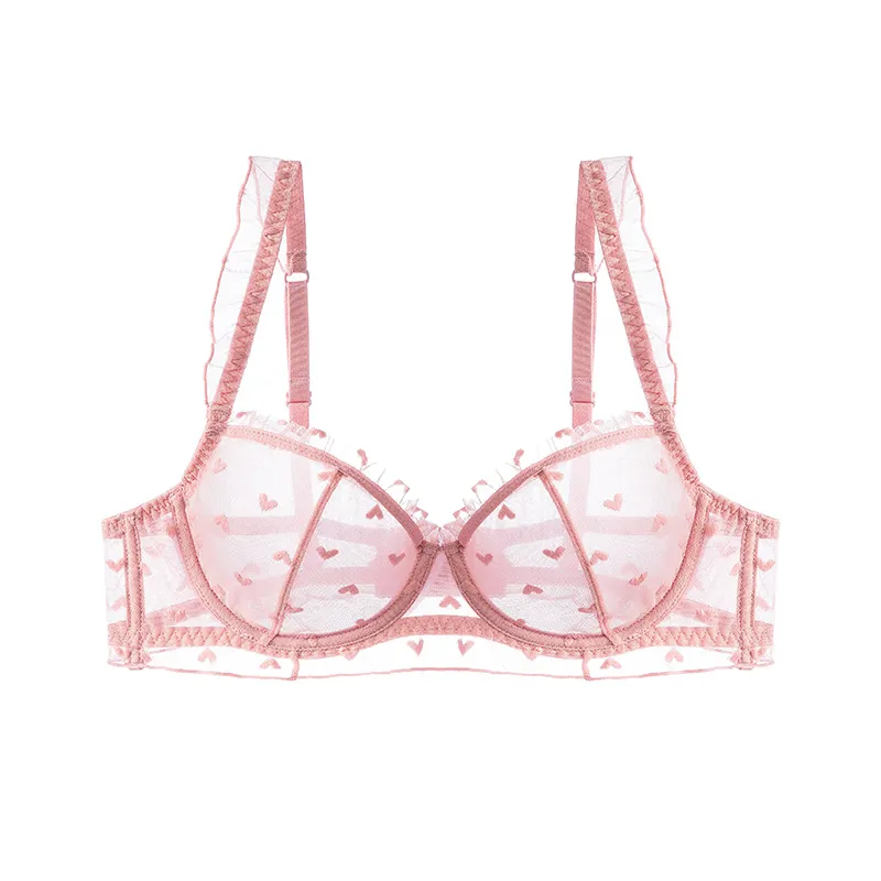 Churchf Pure Lingerie Women's Sense Of Summer Ultra-Thin Lace Underwear Large Chest Small Anti-Hanging Breathable Large-Size Bra