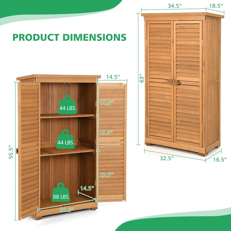 Eletriclife Outdoor Wooden Garden Tool Storage Cabinet
