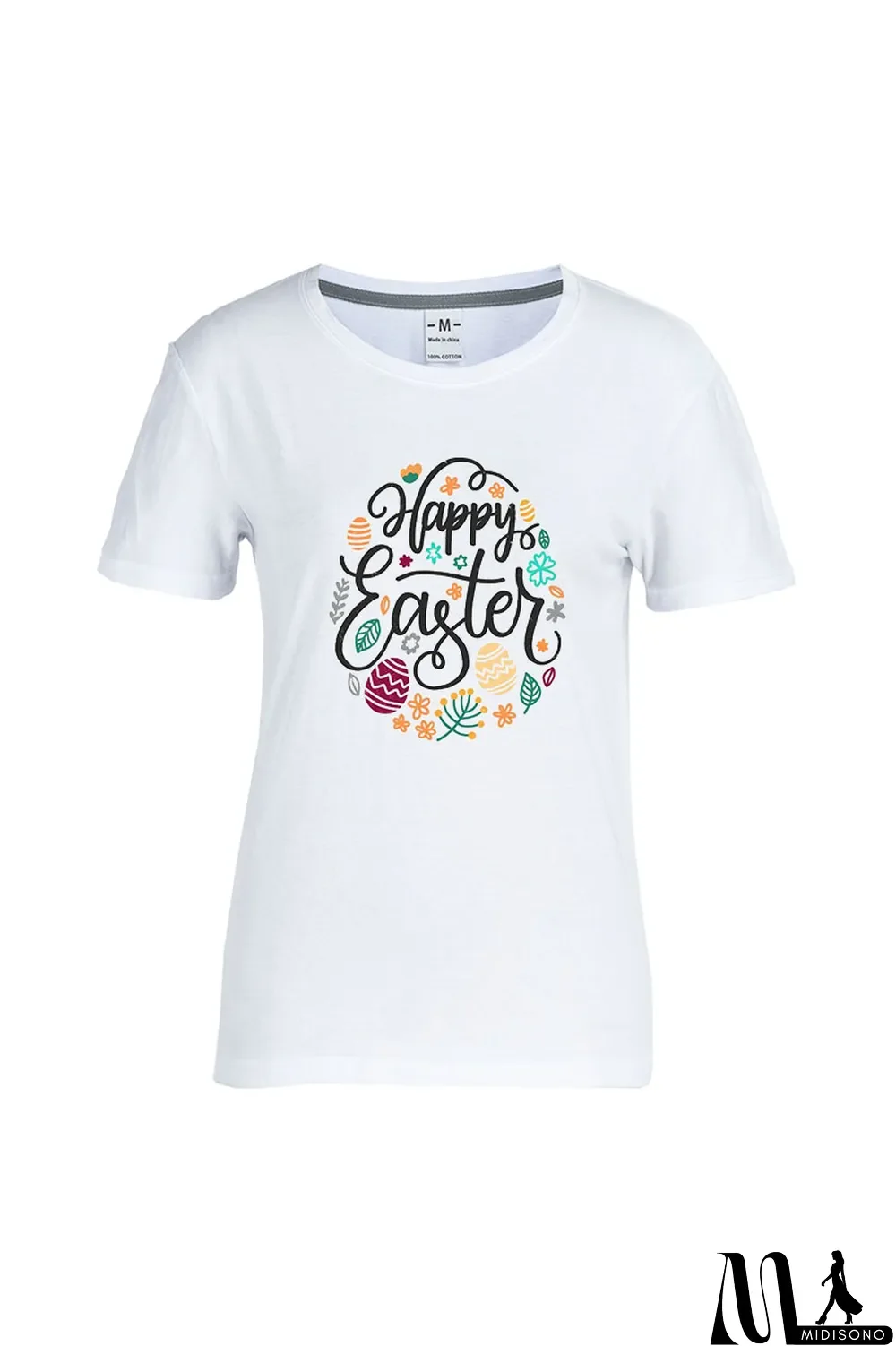 MidiSono - White Casual Street Print Patchwork Letter O Neck T-Shirts