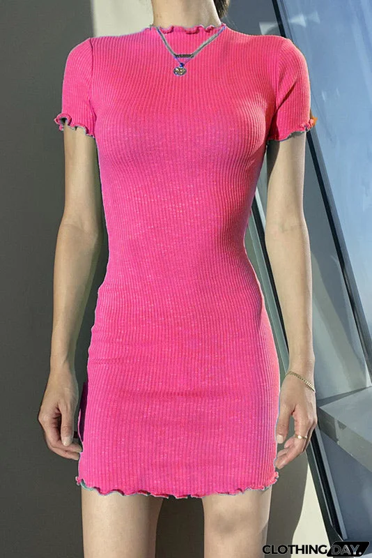 Simple Short Sleeve Sage Mini Dress