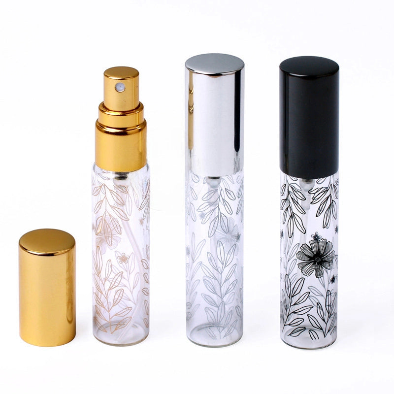 10ml Printed Leaf Spray Bottle Printed Glass Perfume Bottle With Logo Sub-bottling Portable Small Sample Bottle