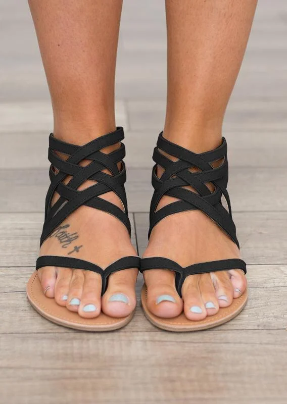 Letclo™ Summer Cross-Tied Zipper Flat Sandals letclo Letclo