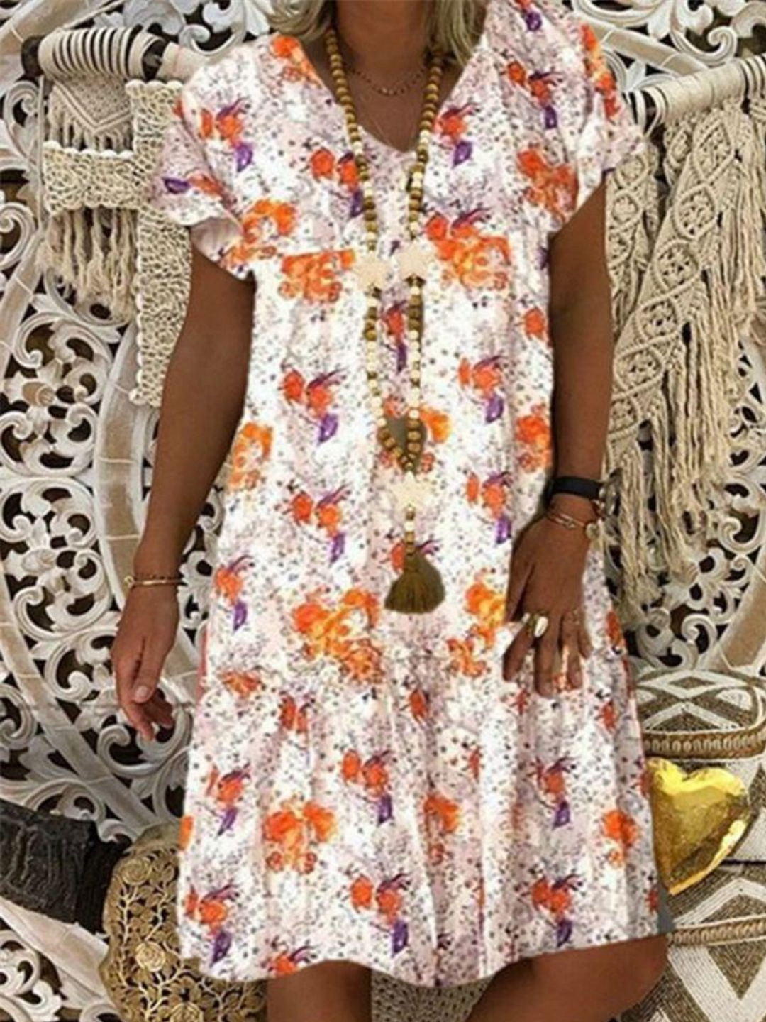 Short Sleeve Print Dresses
