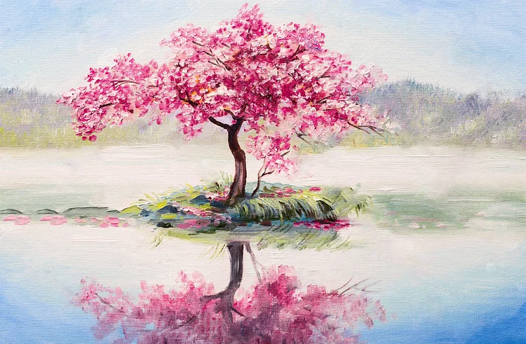 Full Round Diamond Painting - Cherry Blossom Reflection 40*50CM