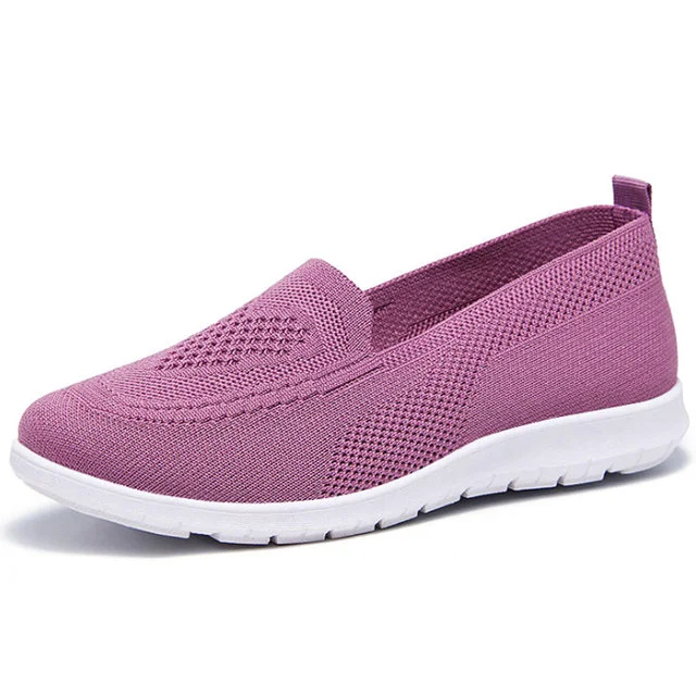 Spring Women Loafers Flats Comfortable Orthopedic  Knitted Cotton Slip-on Shoes