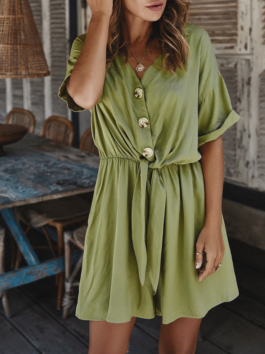 Pure color sexy jumpsuit