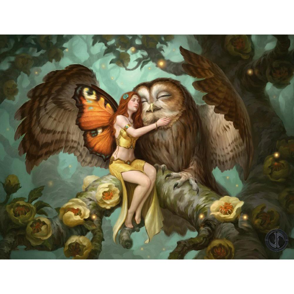 

30x40cm Round Drill Diamond Painting-Bird Girl House, 501 Original