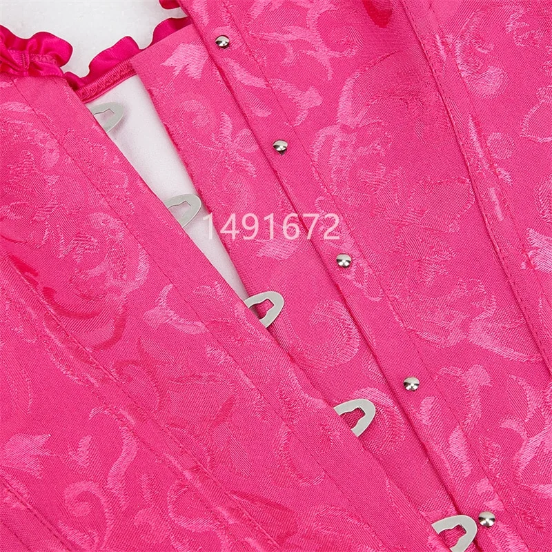 Billionm Sapubonva Corset Top Sexy Women's Plus Size Corsets and Bustiers Overbust Floral Gothic Brocade Corselet Style Fashion Rose Red