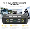 Tire Pressure Monitoring System with 4 Sensors USB/Solar TPMS for Car SUV Sedan