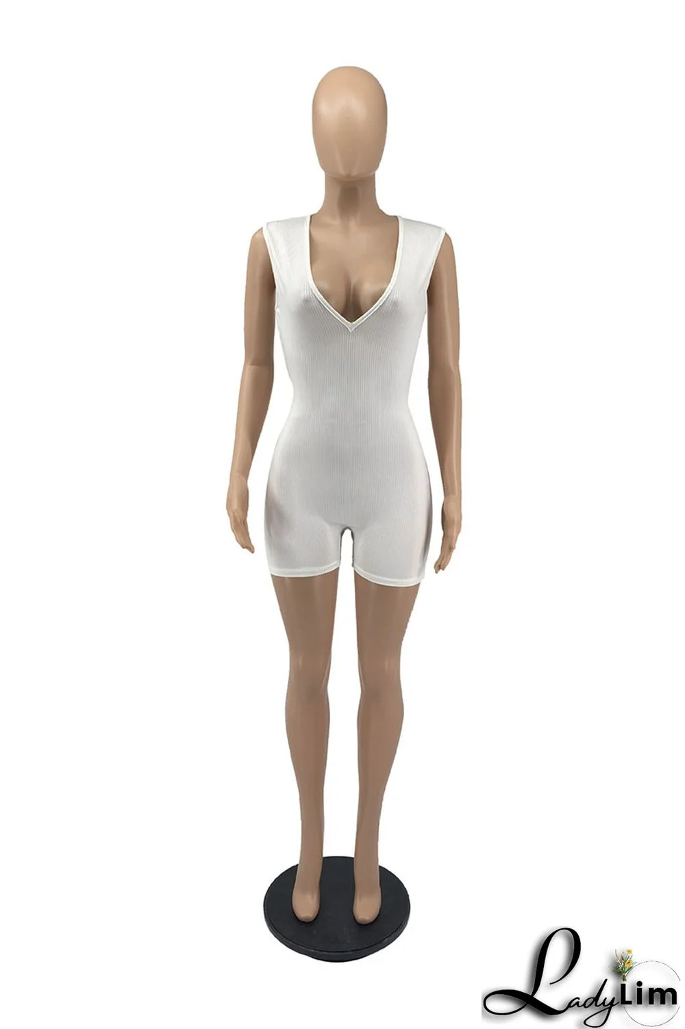 White Sexy Solid Patchwork V Neck Regular Jumpsuits