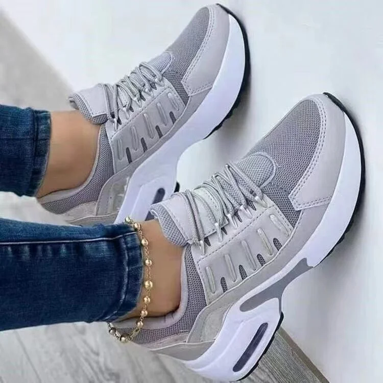Yyvonne 2025 New Casual Sneakers Women's Flying Slopes And Round Head With Mesh Breathable Women's Shoes