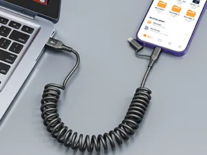 coiled iphone charger cord