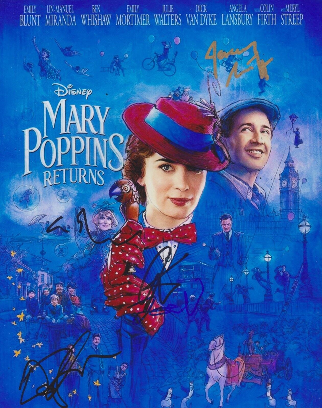 Mary Poppins Returns Multi-Signed 10x8 Photo Poster painting AFTAL *SIGNED BY 5*