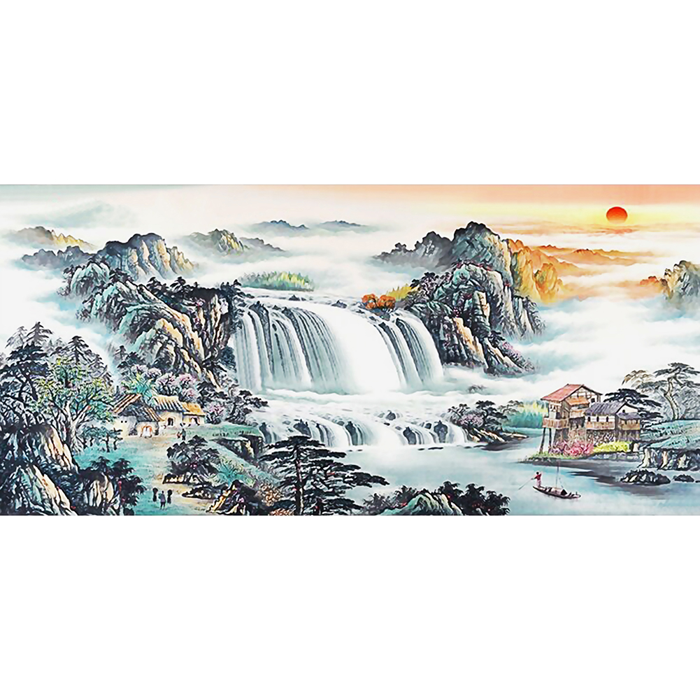 

100*50CM - Round Drill Diamond Painting - Sunrise View, 501 Original