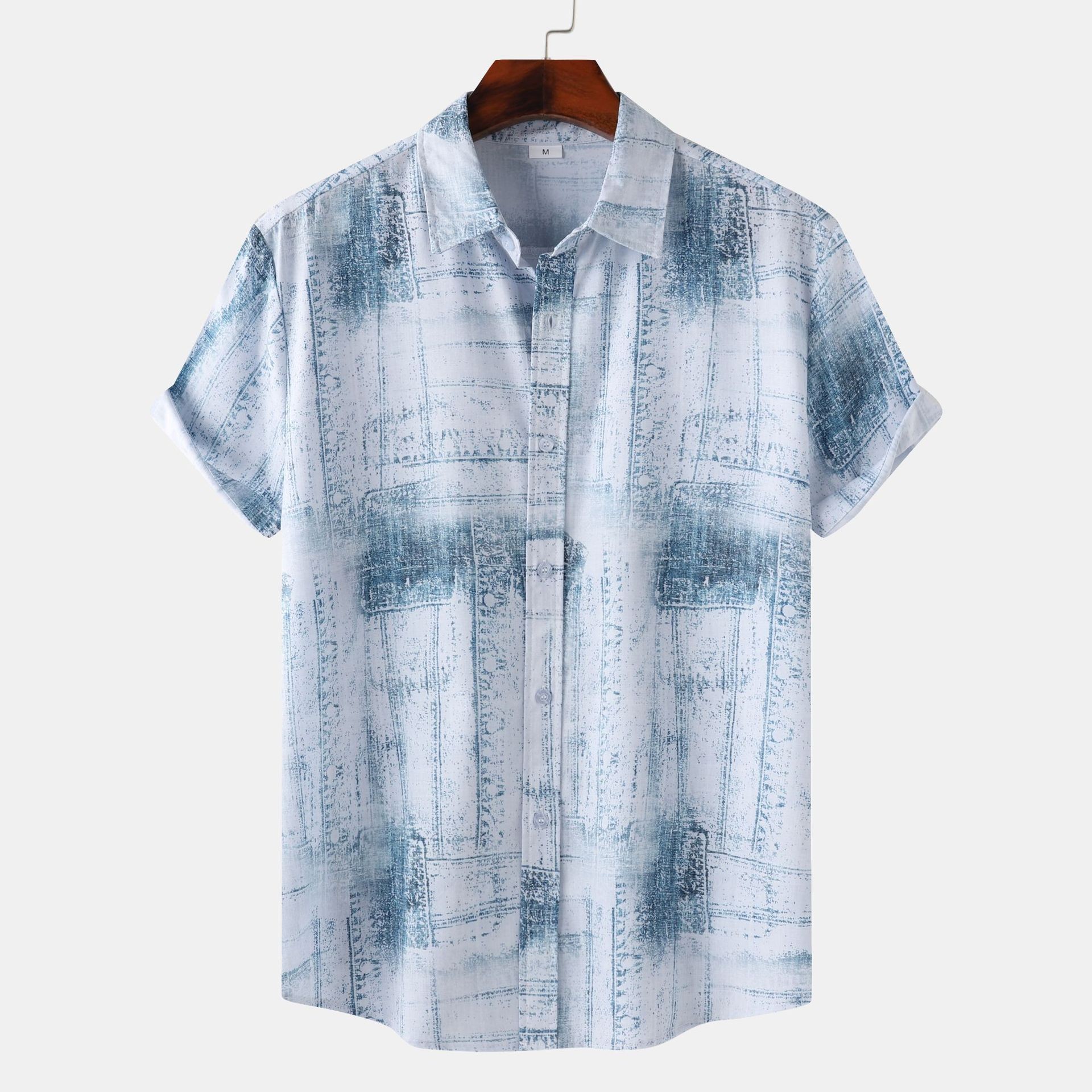 Men's casual and fashionable Hawaiian beach vacation printed short sleeved shirt PLUSCLOTHESMAN