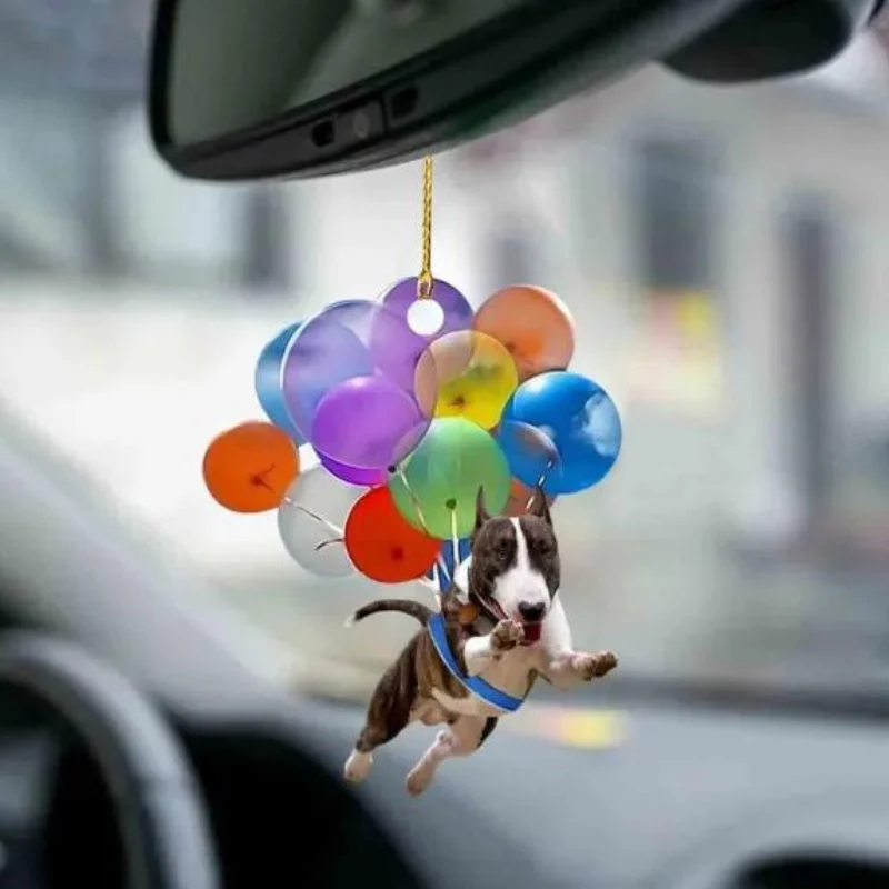 VigorDaily Bull Terrier Fly With Bubbles Car Hanging Ornament BC037