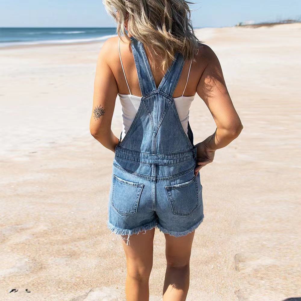 Casual Bibbed Jeans Shorts main image 1