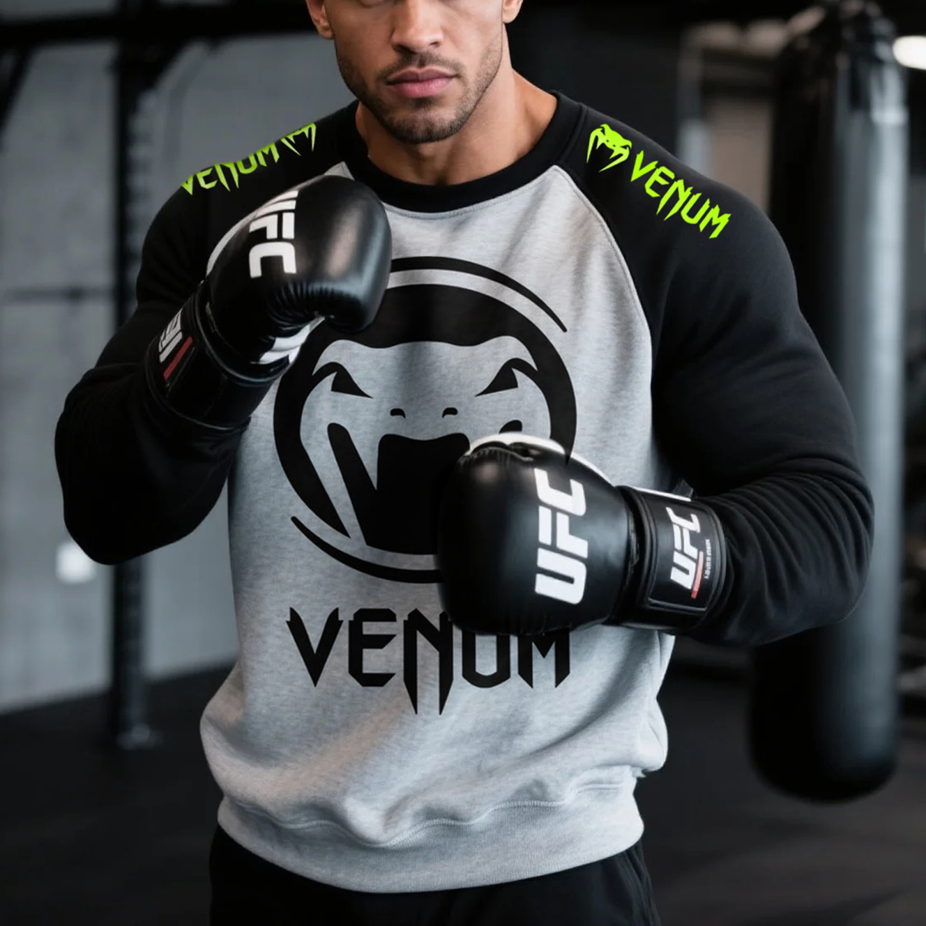 Large Size Loose And Comfortable Raglan Long Sleeve Contrast Color Round Neck Sweatshirt Fitness Sports Fighting Sweatsh / TECHWEAR CLUB / Techwear
