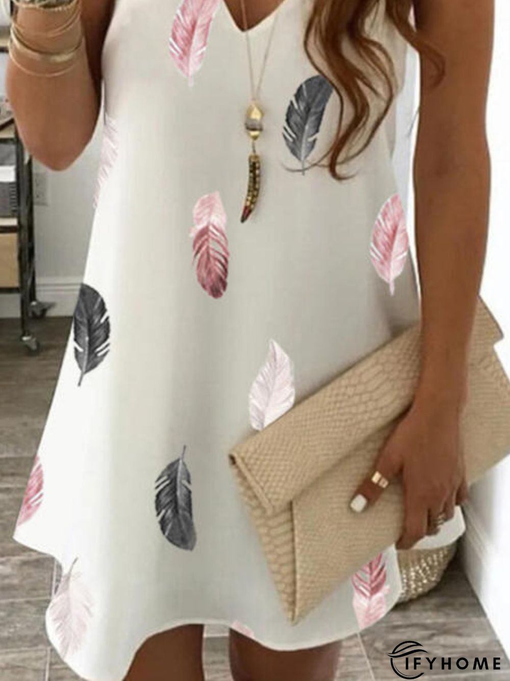 Sleeveless Simple Leaves Weaving Dress | IFYHOME
