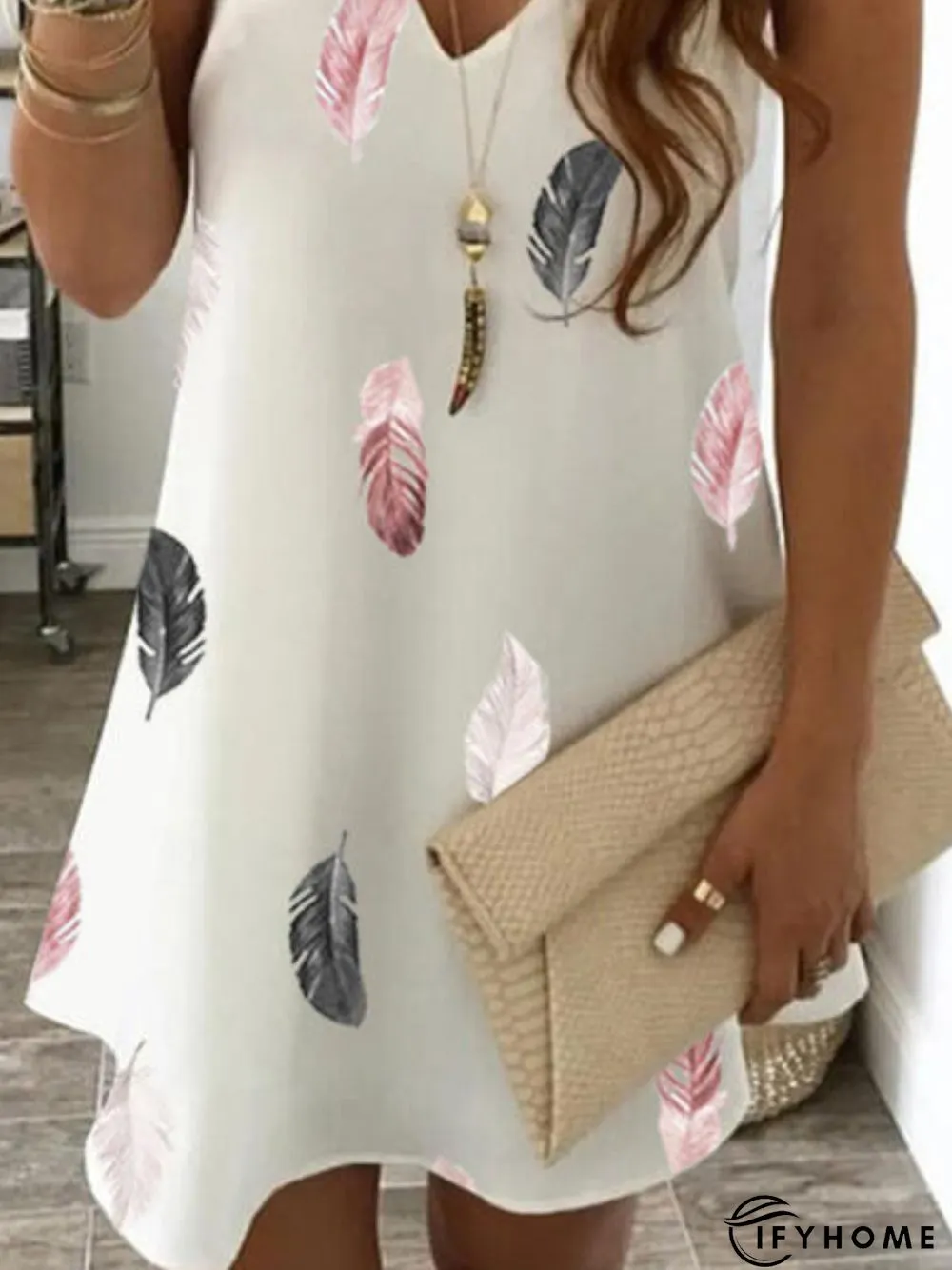 Sleeveless Simple Leaves Weaving Dress | IFYHOME