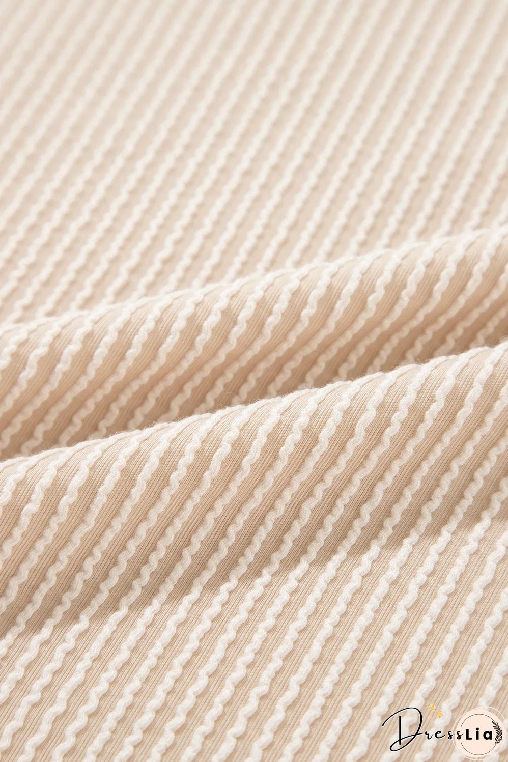 Beige Corded Knit Pocketed Loose Fit T Shirt