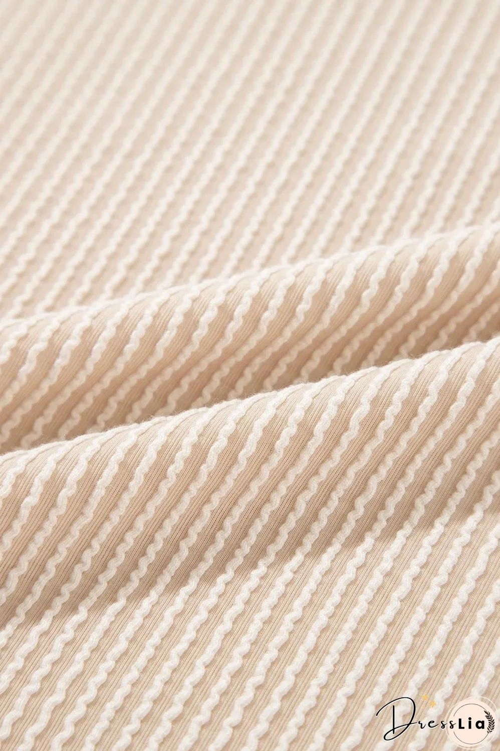 Beige Corded Knit Pocketed Loose Fit T Shirt