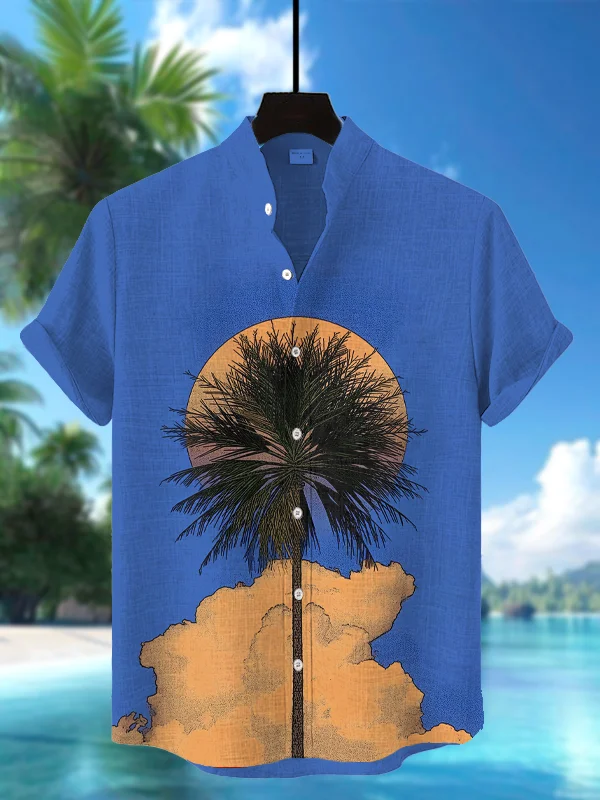 Men's Vacation Tropical Palm Tree Art Print Shirt