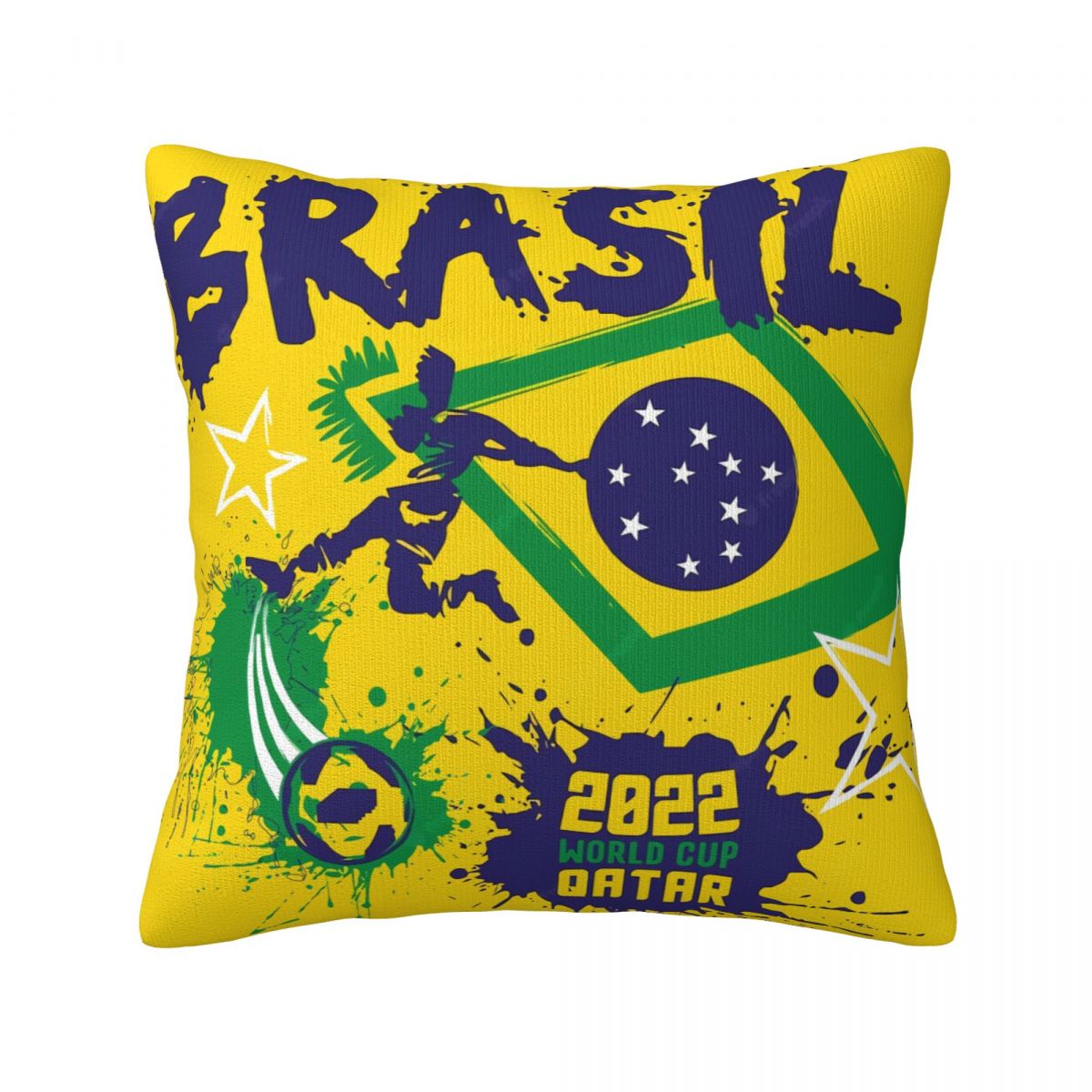 Brazil 2022 Qatar World Cup Pillow Covers 18x18 Inch