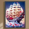 Diamond Painting -DIY Round Drill Red Rose Ship