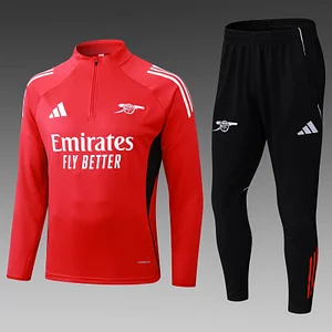 2025/2026 Arsenal Half-Pull Training Suit Red Football Shirt 1:1 Thai Quality Set