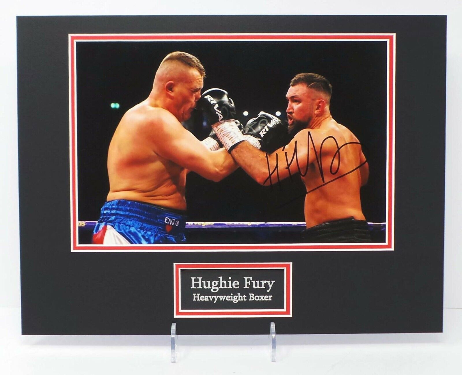 Hughie FURY British Boxer Mounted Signed 16x12 Photo Poster painting Display AFTAL RD COA